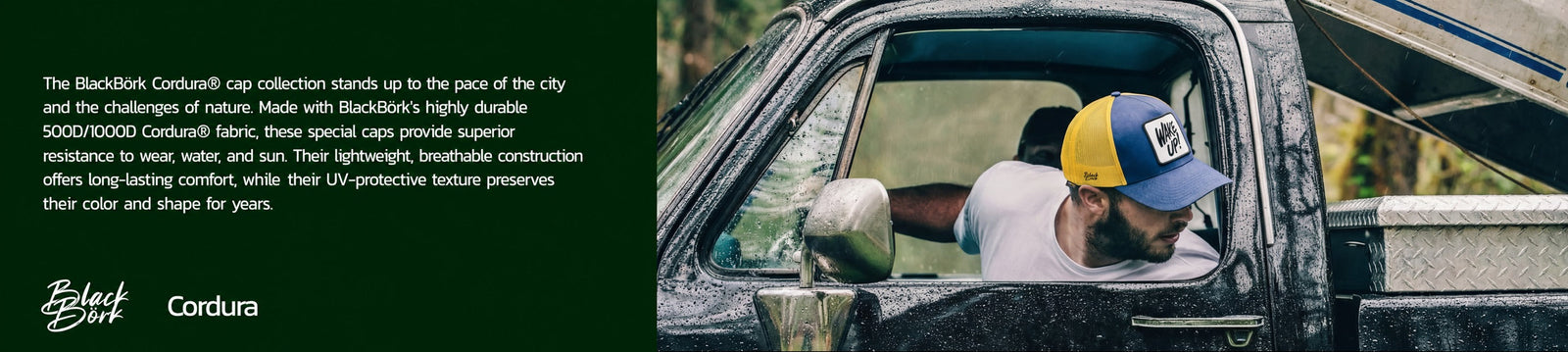 BlackBörk Cordura collection banner — Cordura fabric cap built for weather and wear