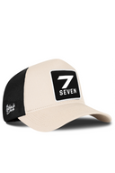 Beige & Black Trucker Hat with Number 7 Patch - BlackBork