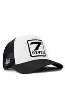 7 numara logolu beyaz-siyah trucker sapka