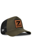 Cordura Khaki & Black Trucker Hat with Number 7 Patch - BlackBork