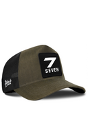 Cordura Khaki & Black Trucker Hat with Number 7 Patch - BlackBork