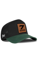 Cordura Petrol Green & Black Trucker Hat with Number 7 Patch - BlackBork