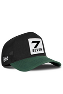 Cordura Petrol Green & Black Trucker Hat with Number 7 Patch - BlackBork