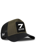 Cordura Black & Khaki Trucker Hat with Number 7 Patch - BlackBork