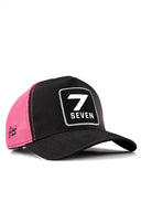 7 numara logolu cordura siyah-pembe trucker sapka
