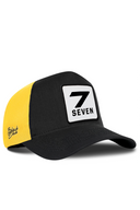 Cordura Black & Yellow Trucker Hat with Number 7 Patch - BlackBork