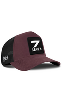 Brown & Black Trucker Hat with Number 7 Patch - BlackBork