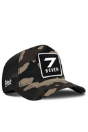 Camo & Black Trucker Hat with Number 7 Patch - BlackBork