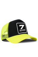 Neon & Black Trucker Hat with Number 7 Patch - BlackBork