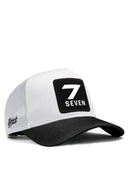 7 numara logolu siyah-beyaz trucker sapka