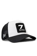 7 numara logolu siyah-beyaz trucker sapka