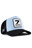 7 numara logolu siyah-buz mavi trucker sapka