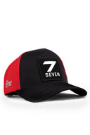 7 numara logolu siyah-krmz trucker sapka