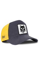 Anthracite & Yellow Trucker Hat with Wolf Patch - BlackBork