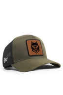 kurt logolu cordura haki-siyah trucker sapka