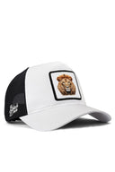 aslan logolu beyaz-siyah trucker sapka