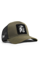 aslan logolu cordura haki-siyah trucker sapka