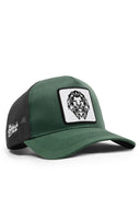 aslan logolu cordura petrol yesili-siyah trucker sapka