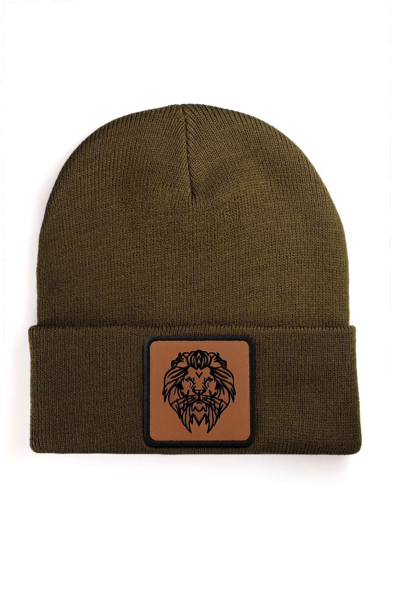 Khaki BlackBörk Beanie with Lion patch