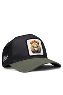 aslan logolu haki-siyah trucker sapka