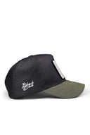 aslan logolu haki-siyah trucker sapka