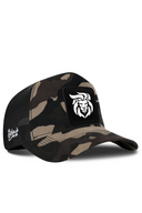 Camo & Black Trucker Hat with Lion Patch - BlackBork
