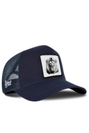 Navy Trucker Hat with Lion Patch - BlackBork