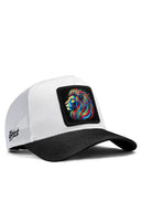 aslan logolu siyah-beyaz trucker sapka
