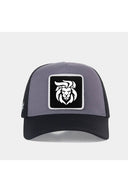 aslan logolu siyah-gri trucker sapka