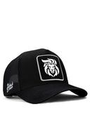 aslan logolu siyah trucker sapka