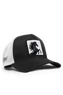 at logolu cordura siyah-beyaz trucker sapka