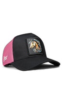 at logolu siyah-pembe trucker sapka