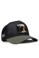 ay logolu haki-siyah trucker sapka