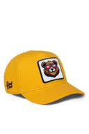 Kids Yellow Baseball Cap with Bear Patch - BlackBork