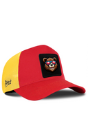 Red & Yellow Trucker Hat with Bear Patch - BlackBork
