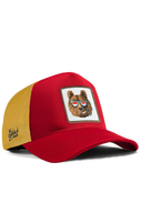 ay logolu krmz-sar trucker sapka