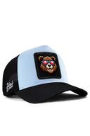 ay logolu siyah-buz mavi trucker sapka