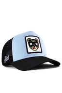 ay logolu siyah-buz mavi trucker sapka