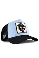 ay logolu siyah-buz mavi trucker sapka