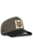 Black & Khaki Baseball Cap with Bear Patch - BlackBork