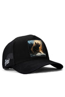 ay logolu siyah trucker sapka