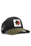 basketbol logolu cordura haki-siyah trucker sapka