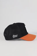 basketbol logolu kiremit-siyah trucker sapka