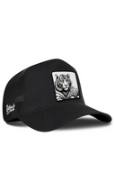 Black Trucker Hat with Bengal Tiger Patch - BlackBork