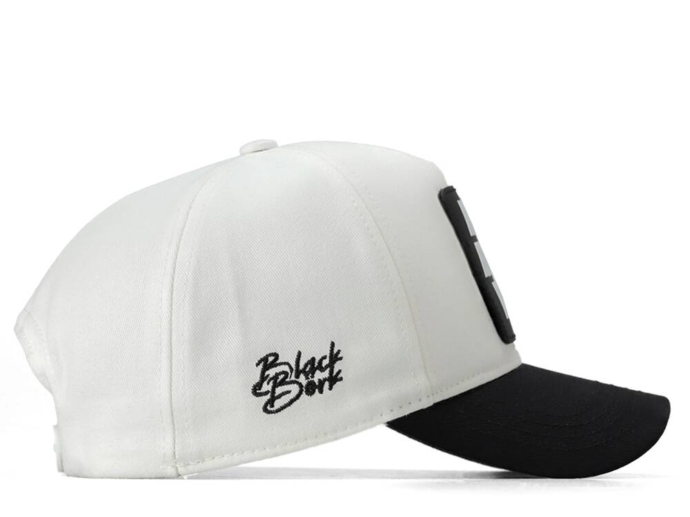 Gorra de béisbol BlackBork blanca/negra y parche V1 número 6