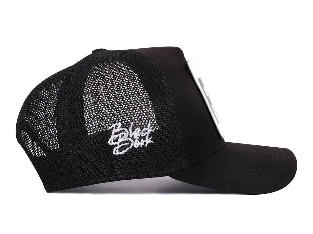BlackBork Black Trucker Hat & V1 Letter A Patch