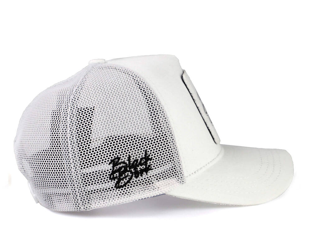BlackBork White Trucker Hat & V1 Basketball Hoop Patch