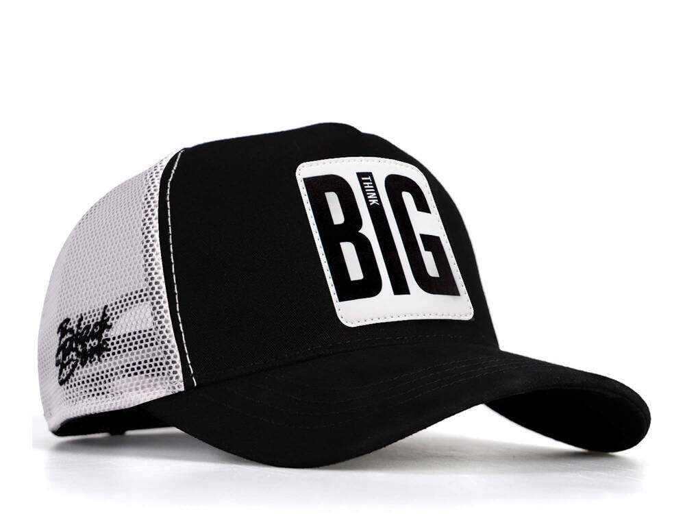 Gorra de camionero BlackBork en blanco y negro y parche V1 Big Think