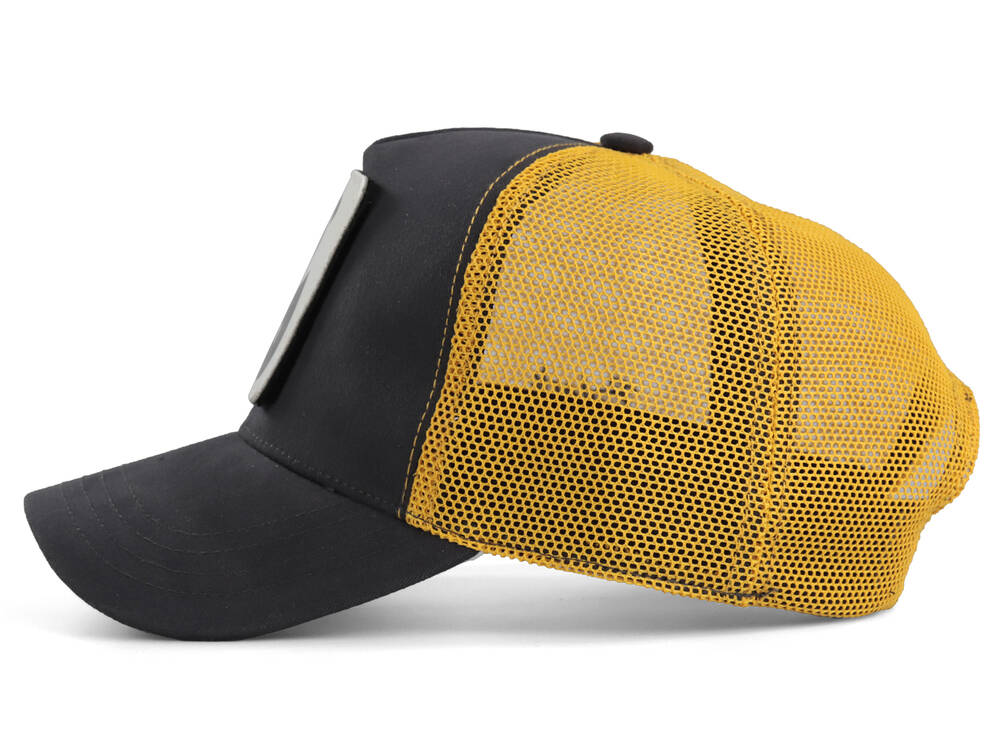 Gorra de camionero BlackBork antracita/amarillo y parche de Husky amarillo V1