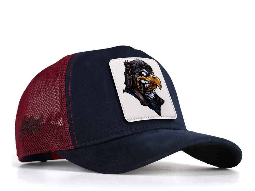 BlackBork Navy Blue/Burgundy Trucker Hat & V1 Eagle Patch